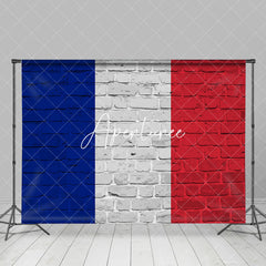 Aperturee - French Flag Retro Brick Wall Sports Olympic Backdrop