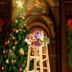 Aperturee - Frescoed Arch Christmas Tree Photo Booth Backdrop