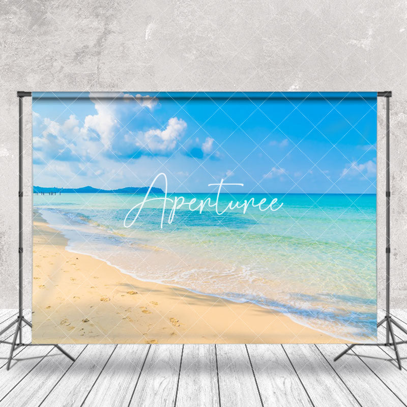 Aperturee - Fresh Cyan Sea Water Beach Footprint Summer Backdrop