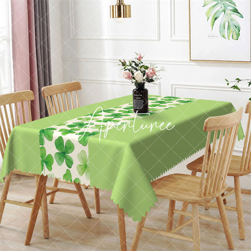 Aperturee - Fresh Grass Green Clover St Patricks Day Tablecloth