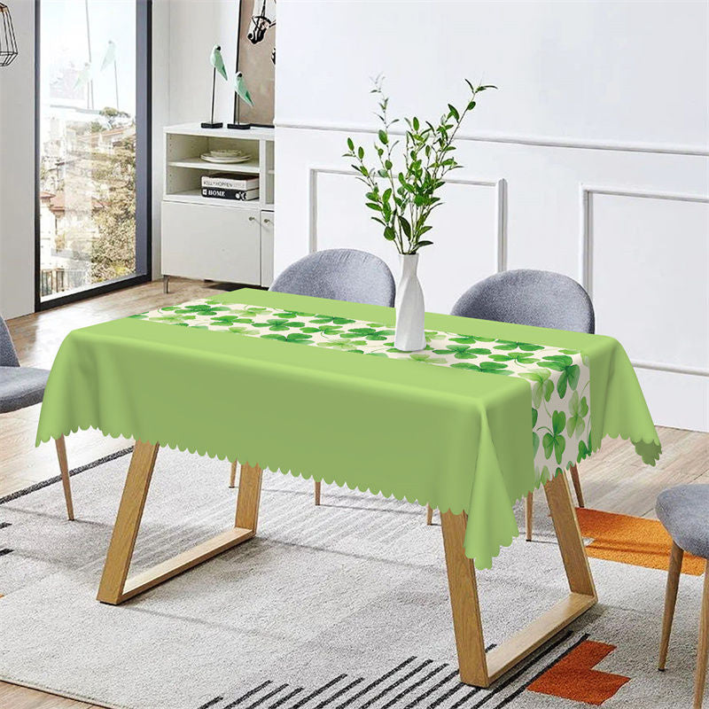 Aperturee - Fresh Grass Green Clover St Patricks Day Tablecloth