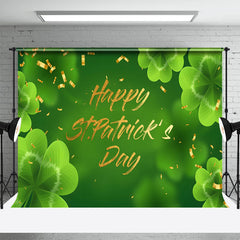 Aperturee - Fresh Green Clovers Ribbon St Patricks Day Backdrop