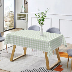 Aperturee - Fresh Light Green Plaid Dining Rectangle Tablecloth