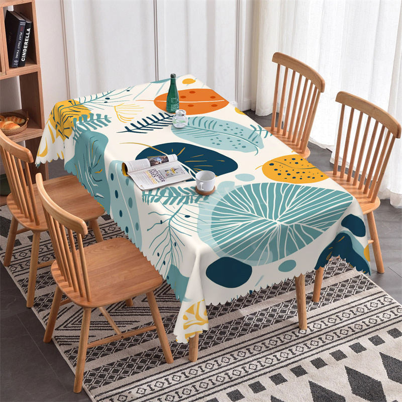 Aperturee - Fresh Natural Spring Leaves Dot Rectangle Tablecloth