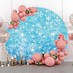 Aperturee Frozen Blue Snowflake Winter Simple Round Backdrop