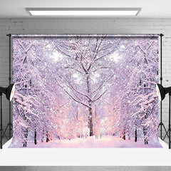 Aperturee - Frozen Wonderland White Snowy Forest Winter Backdrop