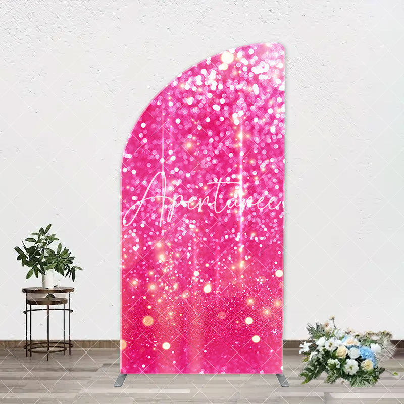 Aperturee - Fuchsia Sparkling Boho Arch Women Birthday Backdrop