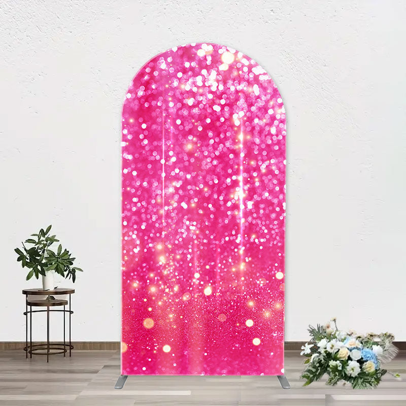 Aperturee - Fuchsia Sparkling Boho Arch Women Birthday Backdrop