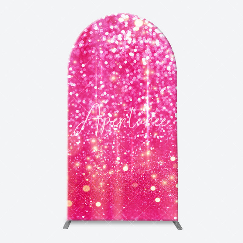 Aperturee - Fuchsia Sparkling Boho Arch Women Birthday Backdrop