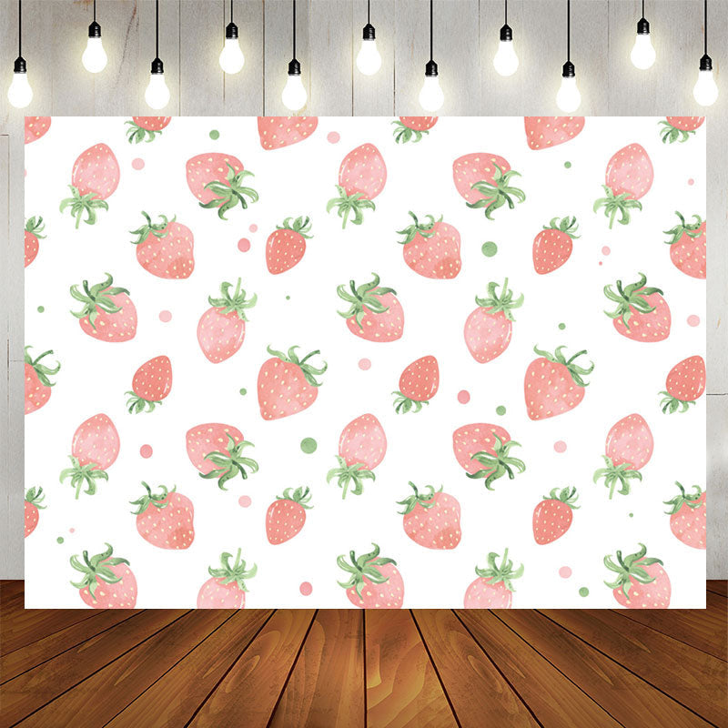 Aperturee - Full Of Pink Strawberries Happy Birthday Backdrop