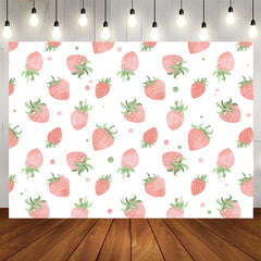 Aperturee - Full Of Pink Strawberries Happy Birthday Backdrop