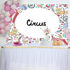 Aperturee - Fun Circus Clown Lion Elephant Birthday Backdrop