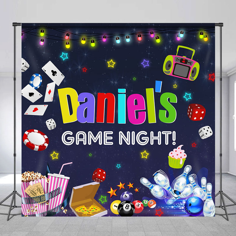 Aperturee - Game Night Card Popcorn Custom Birthday Backdrop