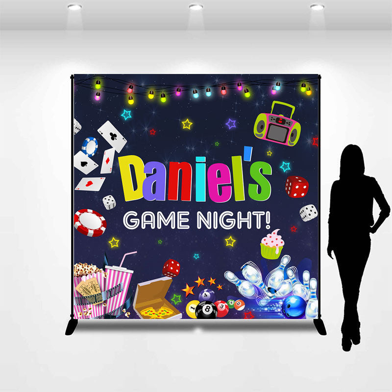 Aperturee - Game Night Card Popcorn Custom Birthday Backdrop