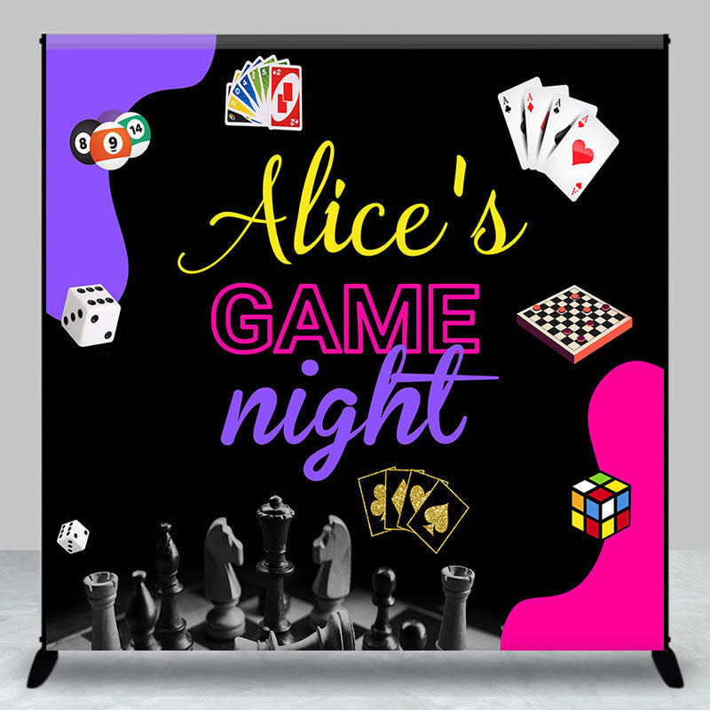 Aperturee - Game Night Cards Uno Black Custom Birthday Backdrop