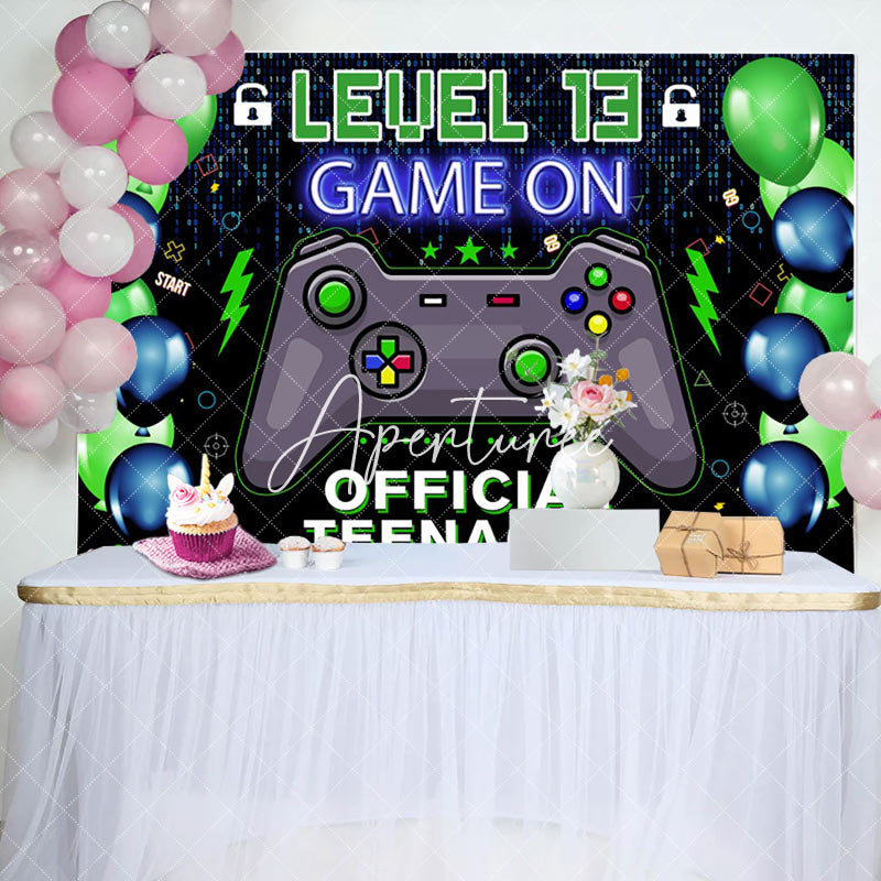 Aperturee - Game On Data Official Teenager 13th Birthday Backdrop