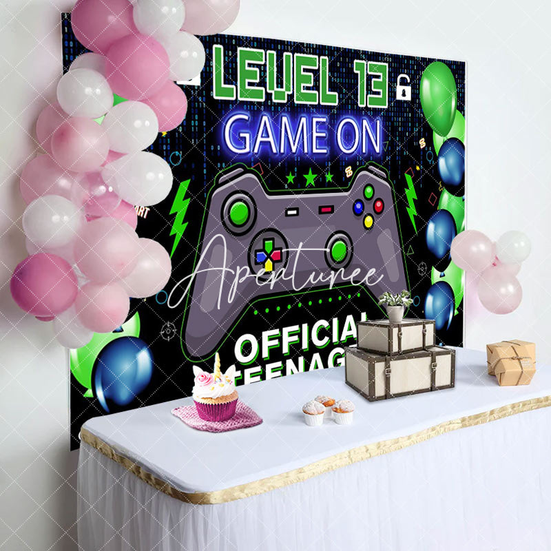 Aperturee - Game On Data Official Teenager 13th Birthday Backdrop