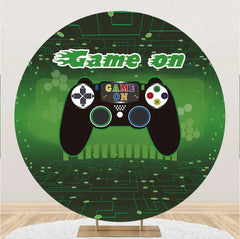 Aperturee - Game On Green Space Gamepad Round Party Backdrop