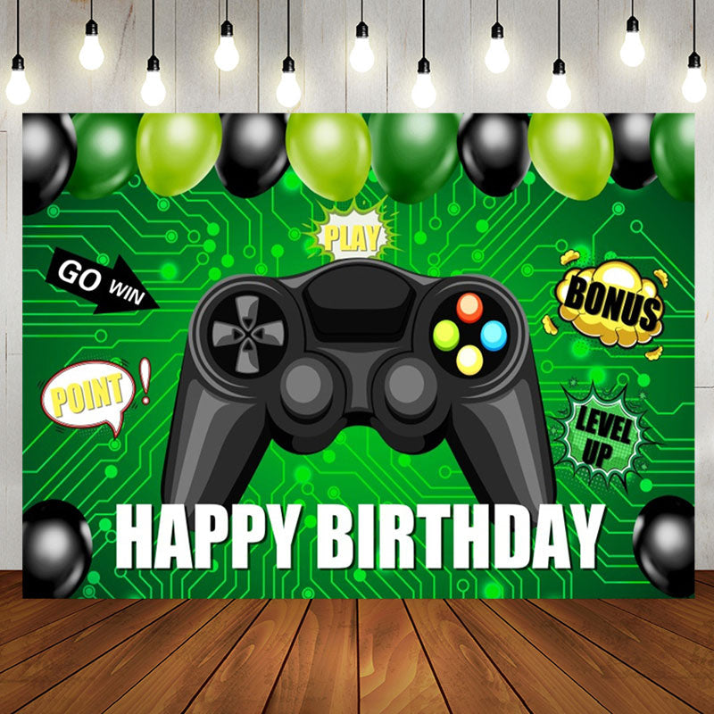 Aperturee - Gamepad Balloon Green Circuit Board Birthday Backdrop