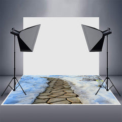 Aperturee - Garden Stone Path Winter Scenery Rubber Floor Mat