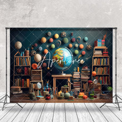 Aperturee - Geography Bookcase Globe Retro Wall Photo Backdrop