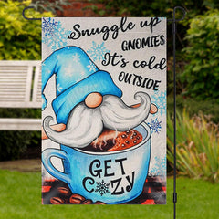 Aperturee - Get Cazy Cup Gnome Snowflake Christmas Garden Flag