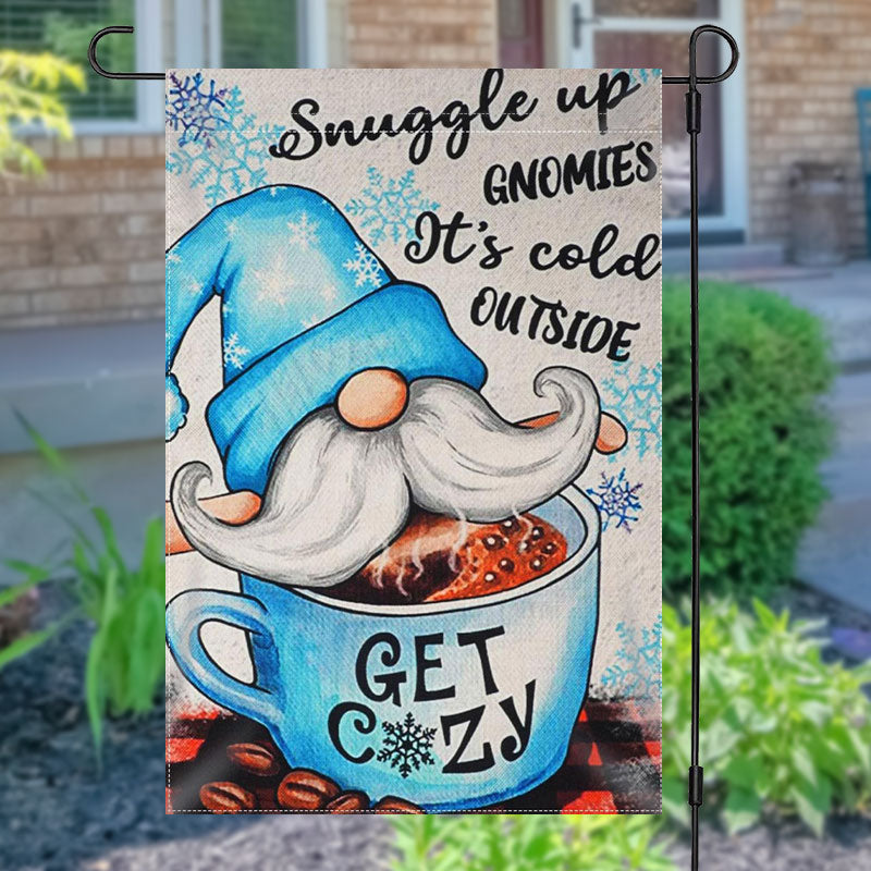 Aperturee - Get Cazy Cup Gnome Snowflake Christmas Garden Flag