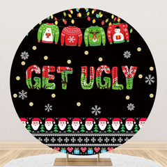 Lofaris Get Ugly Sweater Theme Happy Birthday Circle Backdrop