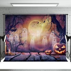 Aperturee - Ghost Candle Pumpkin Happy Halloween Night Backdrop