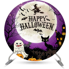 Aperturee - Ghost Witch Dark Moon Night Round Halloween Backdrop