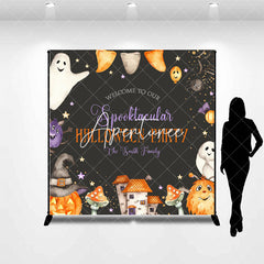 Aperturee - Ghosts Pumpkin Black Custom Halloween Party Backdrop