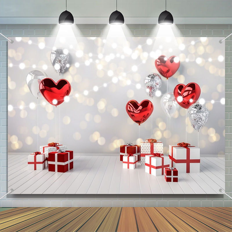 Aperturee - Gift Box Heart Balloon Bokeh Valentines Day Backdrop