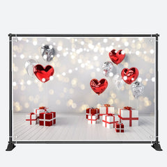 Aperturee - Gift Box Heart Balloon Bokeh Valentines Day Backdrop