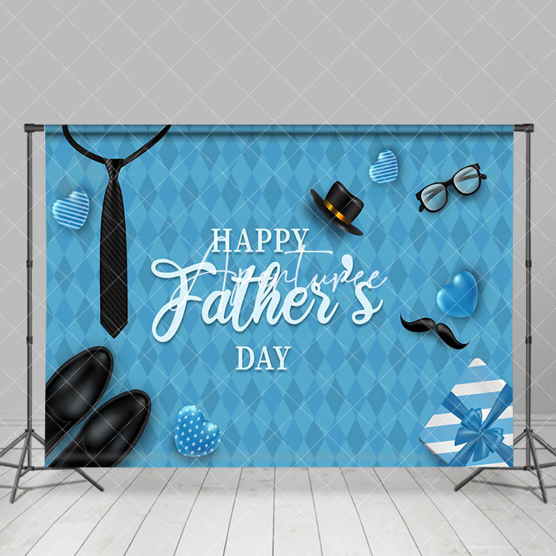 Aperturee - Gift Tie Love Leather Shoes Blue Fathers Day Backdrop