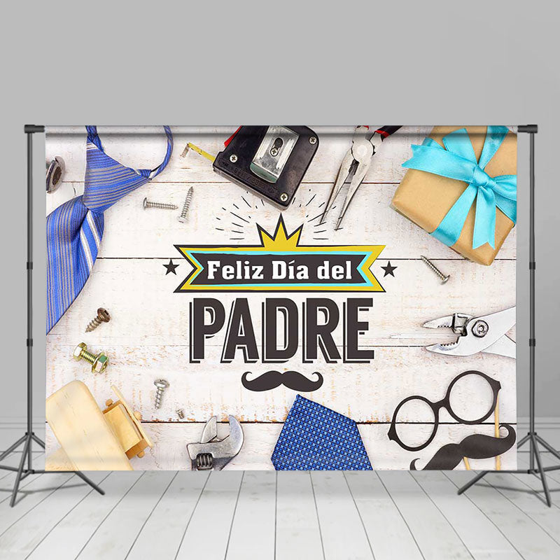 Aperturee - Gift Tie Wood Feliz Dia Del Padre Fathers Day Backdrop