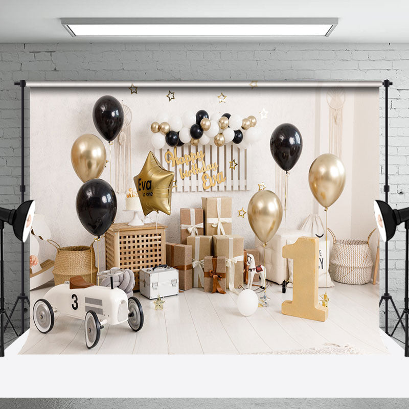 Aperturee - Gifts Balloon Floor 1st Birthday Cake Smash Backdrop