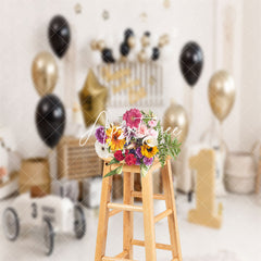 Aperturee - Gifts Balloon Floor 1st Birthday Cake Smash Backdrop