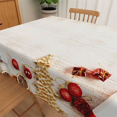 Aperturee - Gifts White Wood Texture Tablecloth For Christmas Party