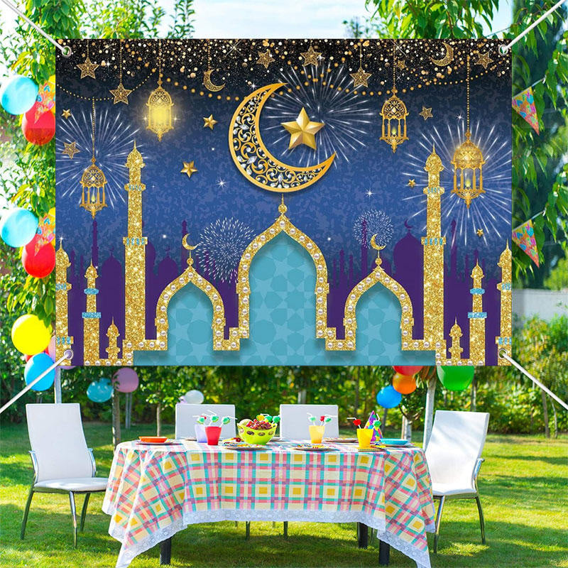 Aperturee - Gilt Palace Moon Star Sparkle Eid Mubarak Backdrop