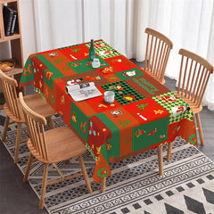 Aperturee - Gingerbread Bell Santa Christmas Trees Tablecloth