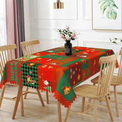 Aperturee - Gingerbread Bell Santa Christmas Trees Tablecloth