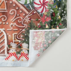 Aperturee - Gingerbread House Candy Tree Snow Xmas Backdrop