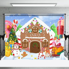 Aperturee - Gingerbread House Snowy Santa Christmas Backdrop