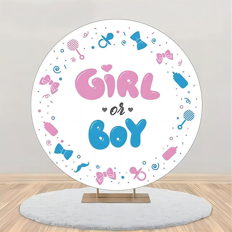 Aperturee - Girl Or Boy White Round Backdrop For Gender Reveal