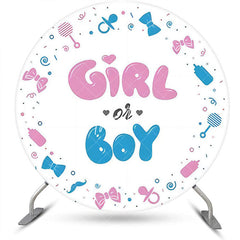 Aperturee - Girl Or Boy White Round Backdrop For Gender Reveal