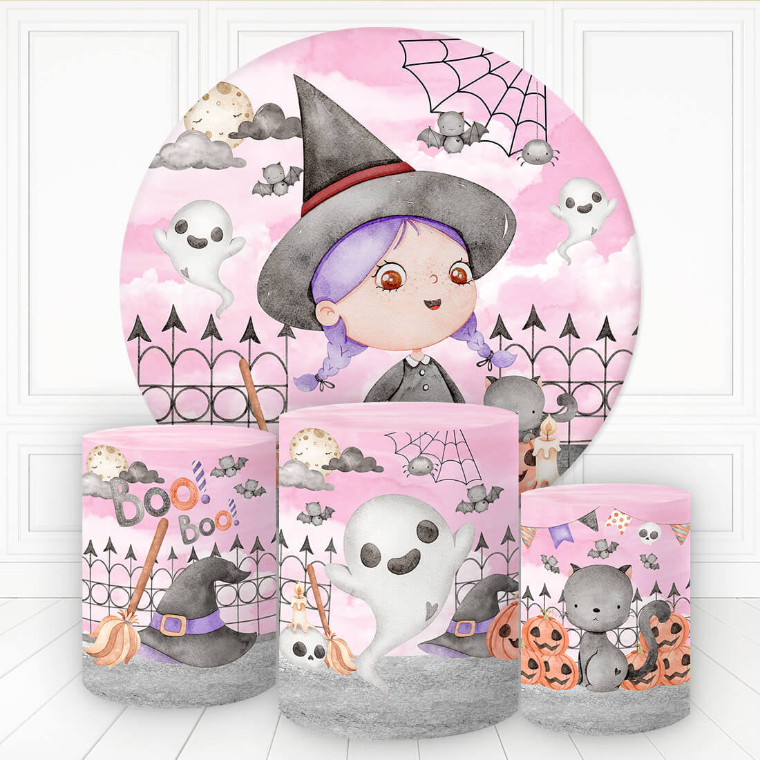 Aperturee Girl Vampire Boo Magic Round Backdrop Kit For Baby Shower