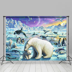 Aperturee - Glacier Polar Bear Penguin Animals Winter Backdrop