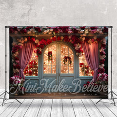 Aperturee - Glass Window Door Curtain Light Floral Backdrop