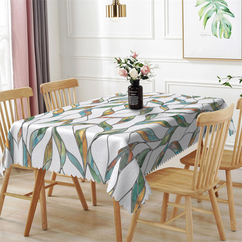 Aperturee - Glazed Color Leaves Artistic Rectangle Tablecloth