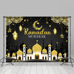 Aperturee Glitter And Black-Golden Ramadan Mubarak Backdrop